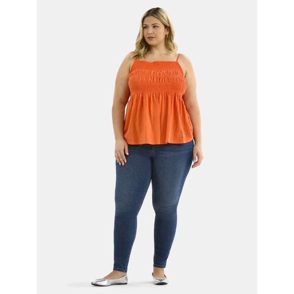 Terra & Sky Smocked Tank Top Women’s 4X  28W-30W Casual Comfort Coral NWT - Picture 1 of 3